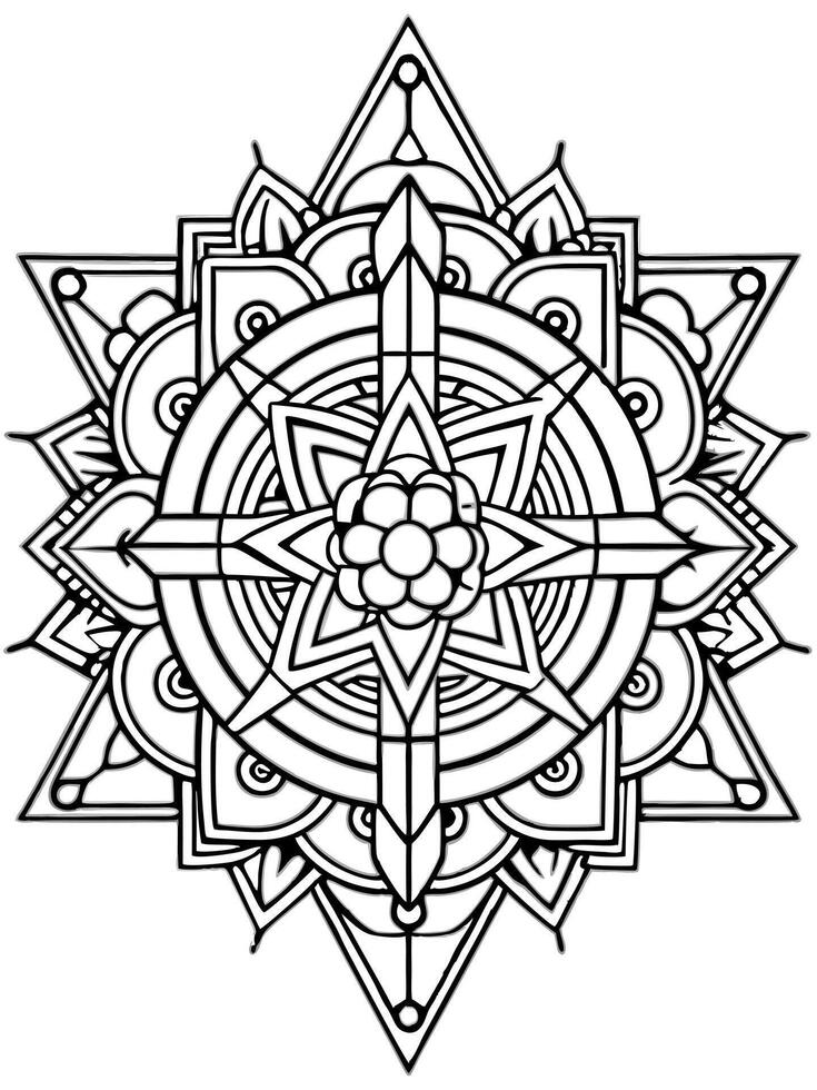 A coloring page with a mandala design vector