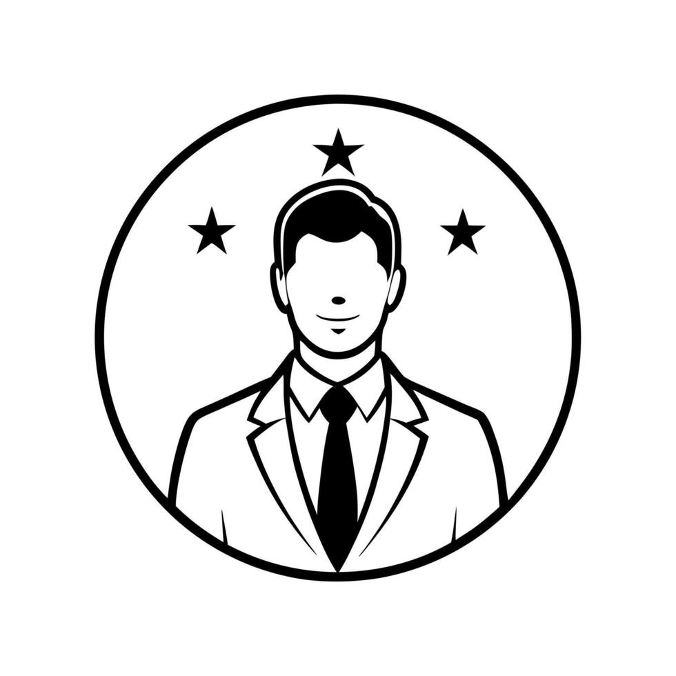 A man in a suit and tie is in the center of a circle vector