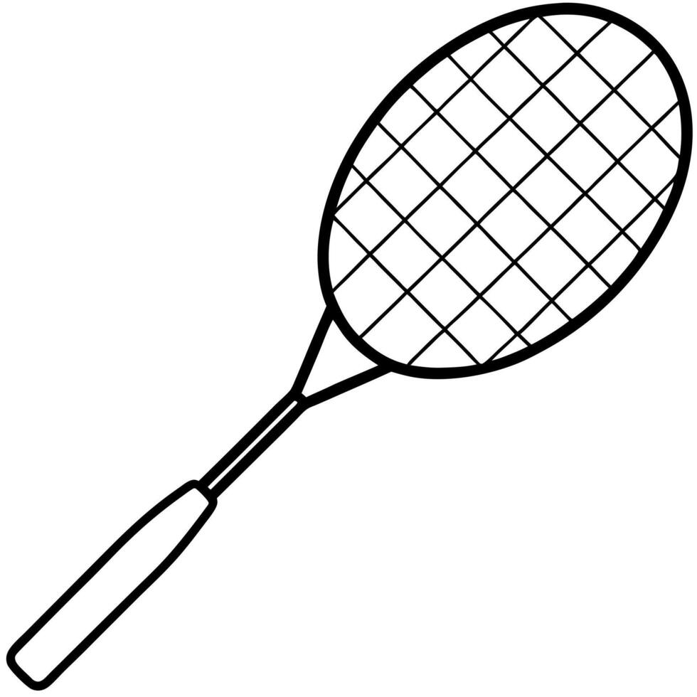 A tennis racket is shown in black and white vector