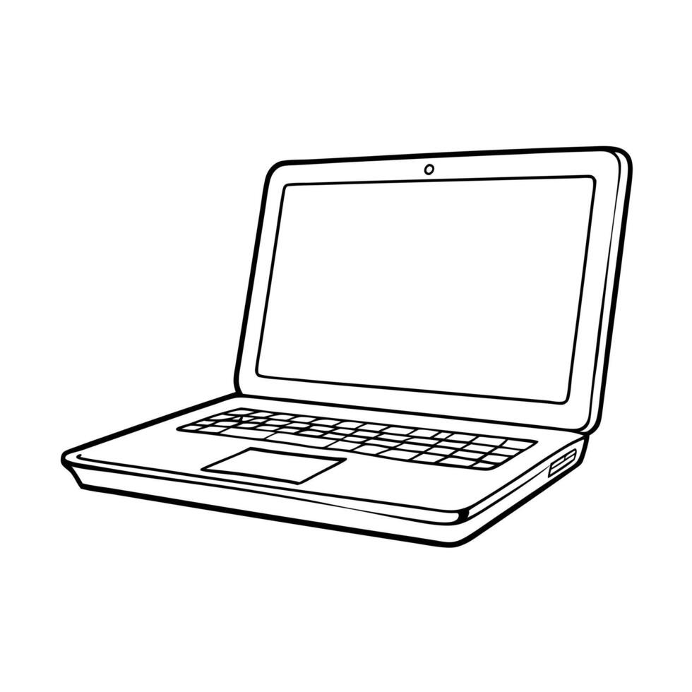 A drawing of a laptop computer on a white background vector
