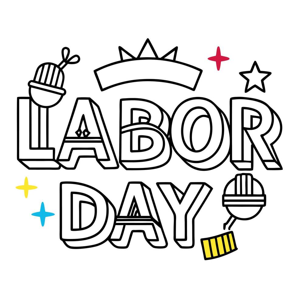 a colorful text labor day design on white background celebrate the labor day holiday and the vector