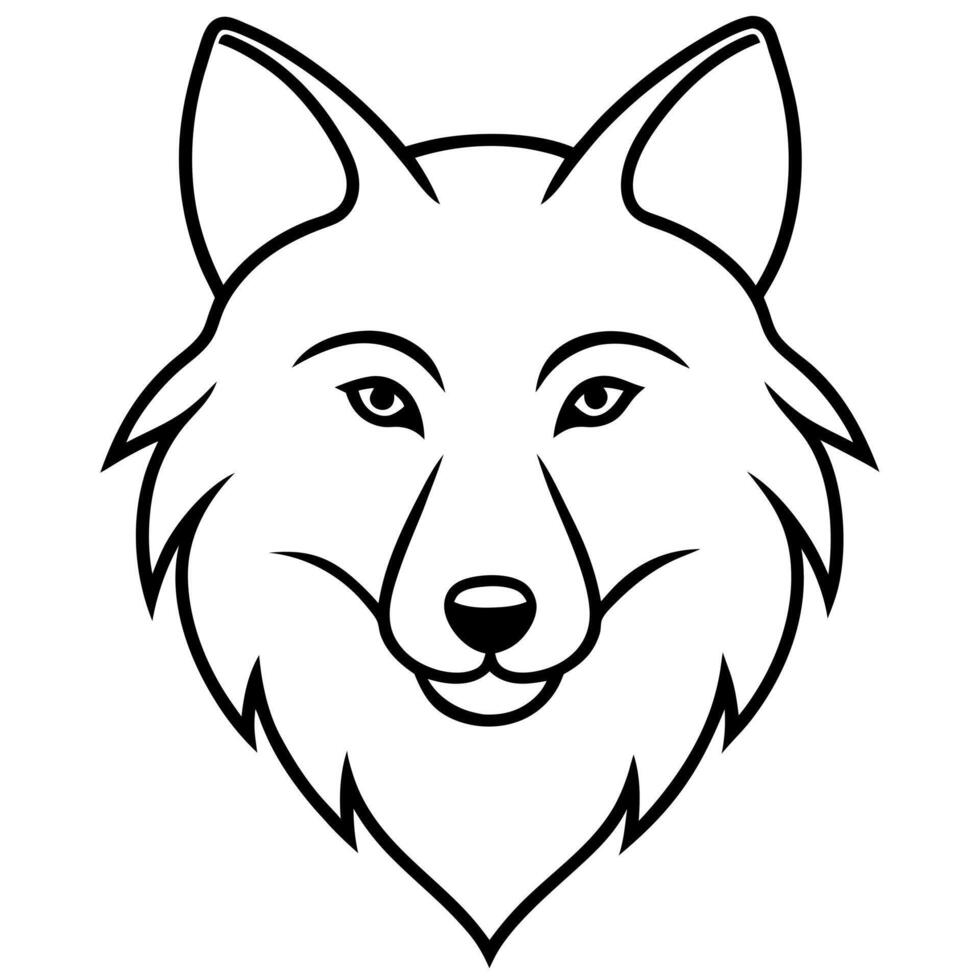 A wolf head outline on a white background vector