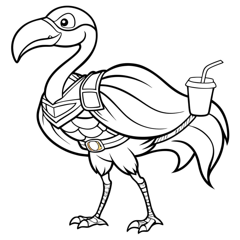 A cartoon bird with a drink in its beak vector