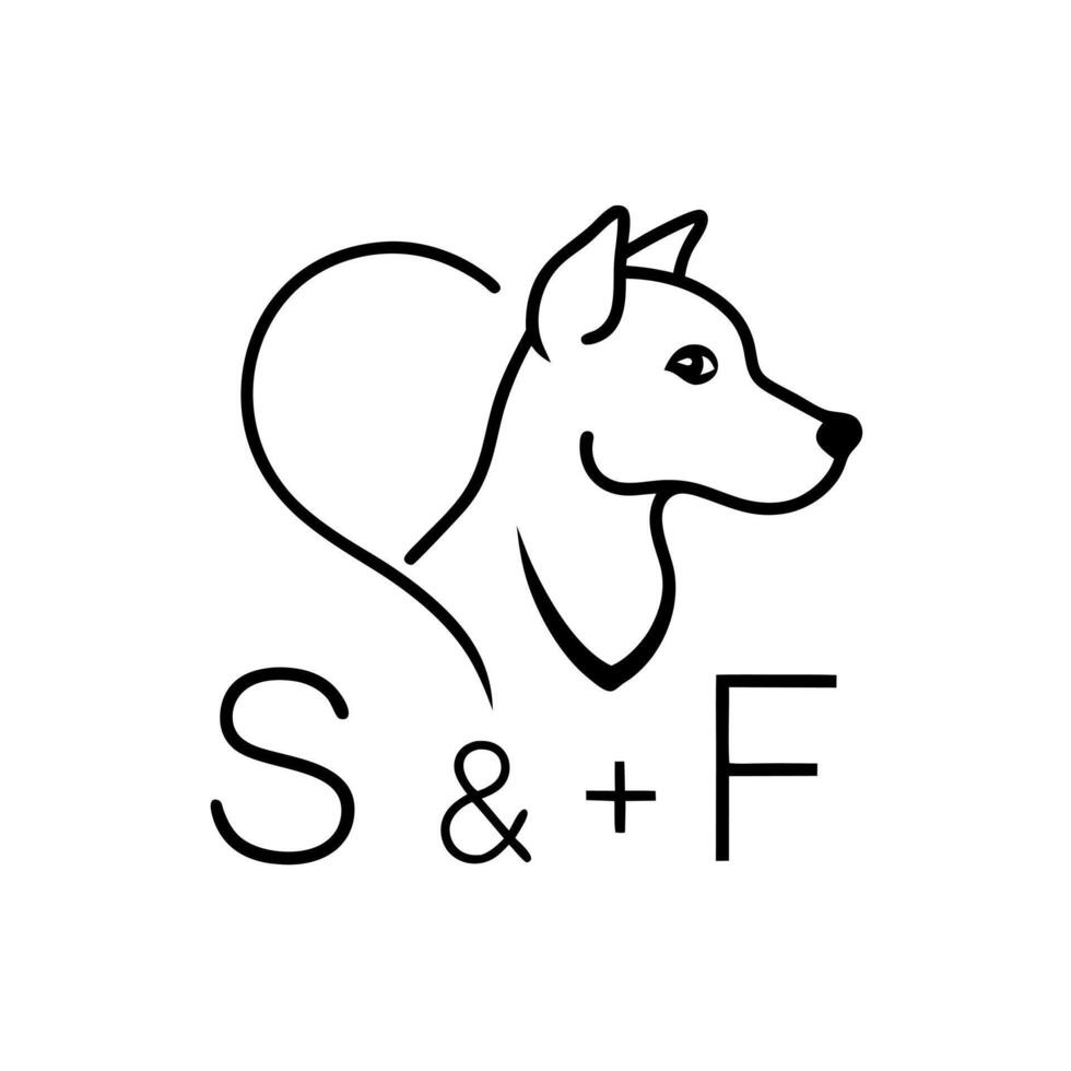 The logo for s f dog grooming vector