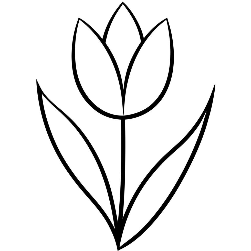 A black and white outline of a tulip vector
