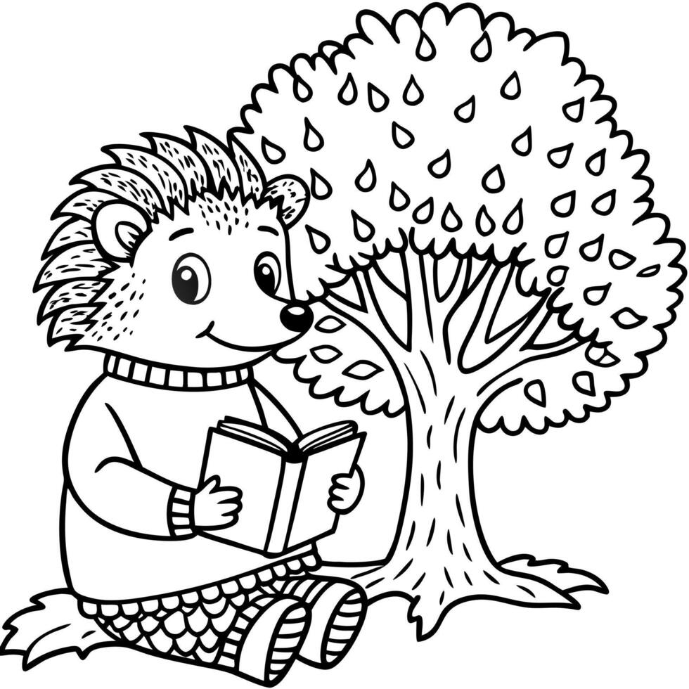 Coloring pages for kids hedgehog vector