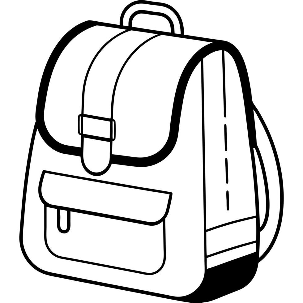 A black and white drawing of a backpack vector