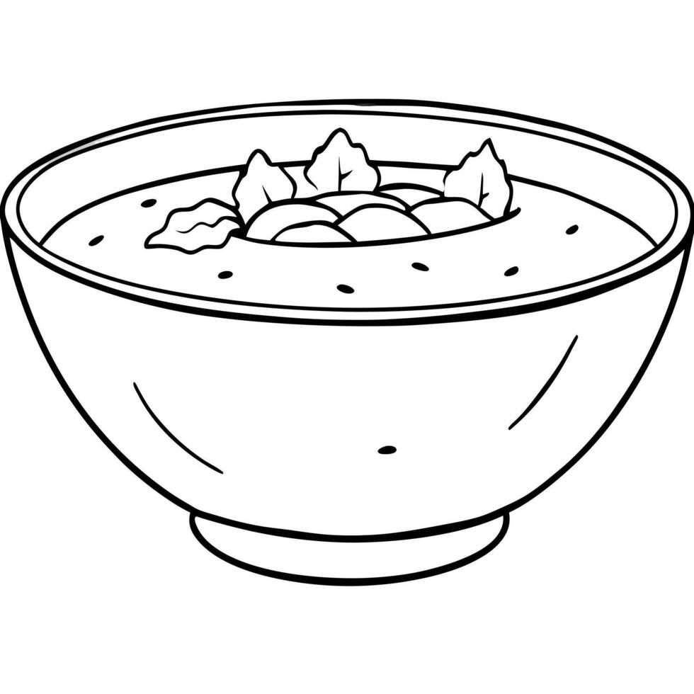 Bowl of soup coloring page vector