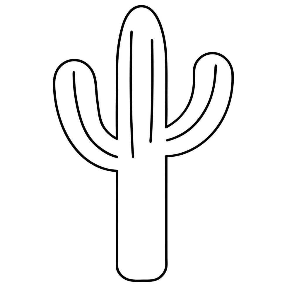 simple outline of a saguaro cactus, illustration line art vector