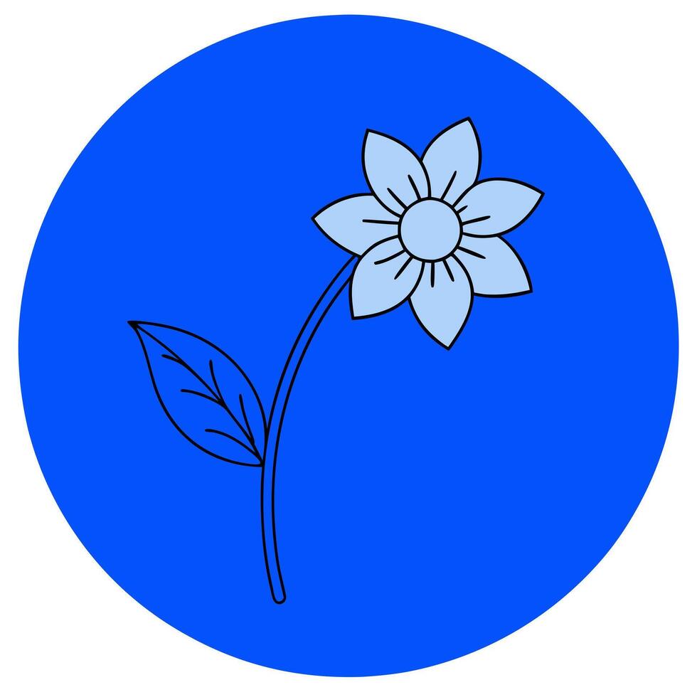 A blue flower with leaves on a white background vector