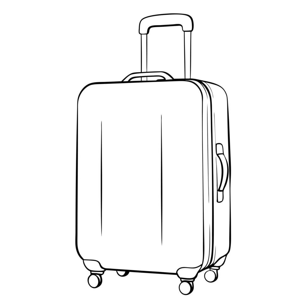 A drawing of a suitcase on wheels vector