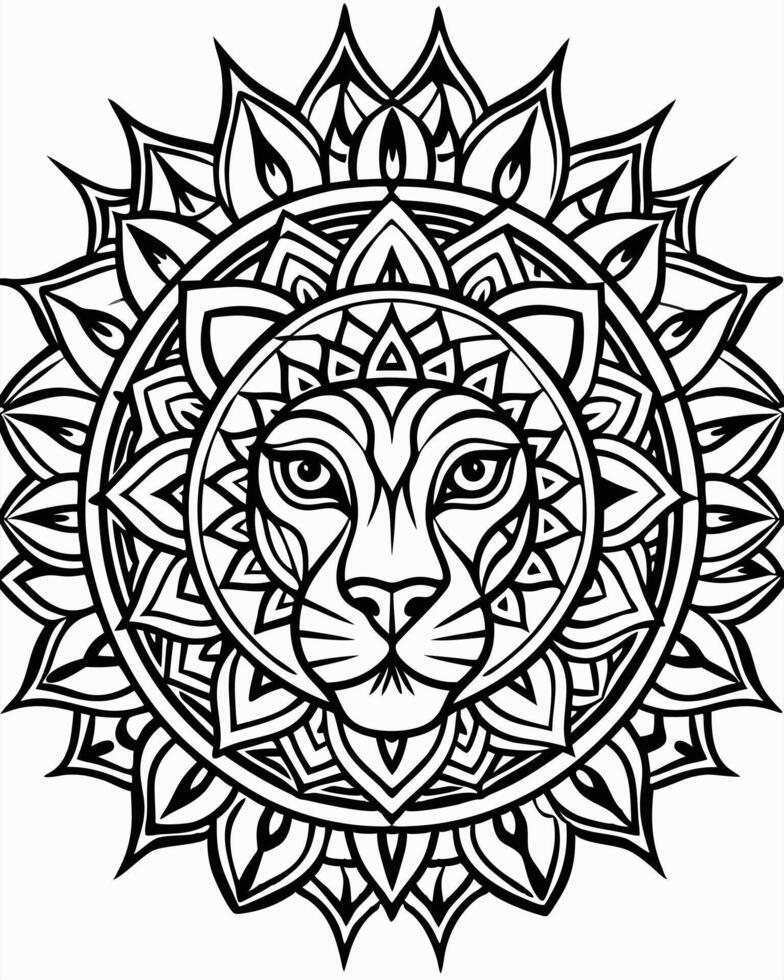 A lion head in a mandala design vector