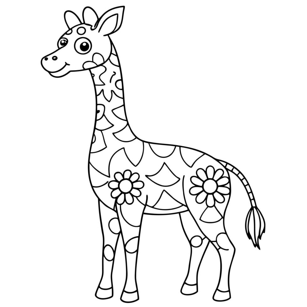 Giraffe coloring pages for kids vector