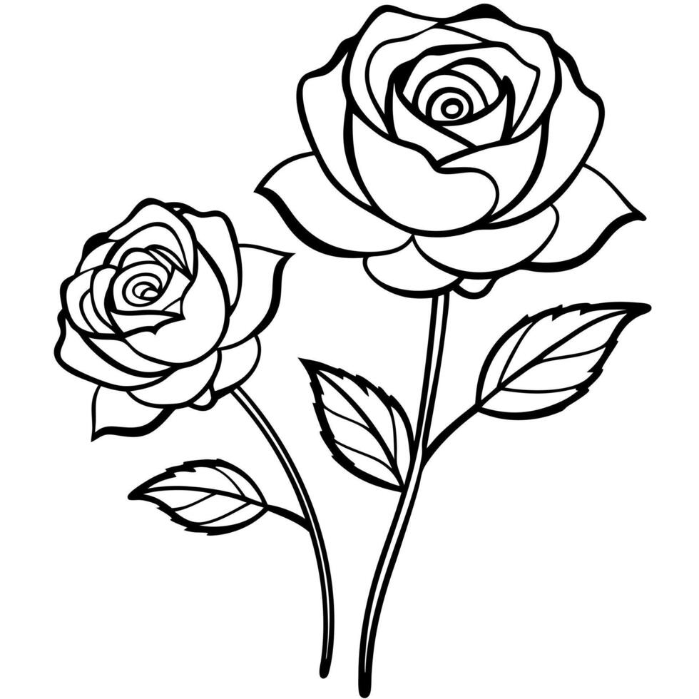 Two roses coloring pages vector