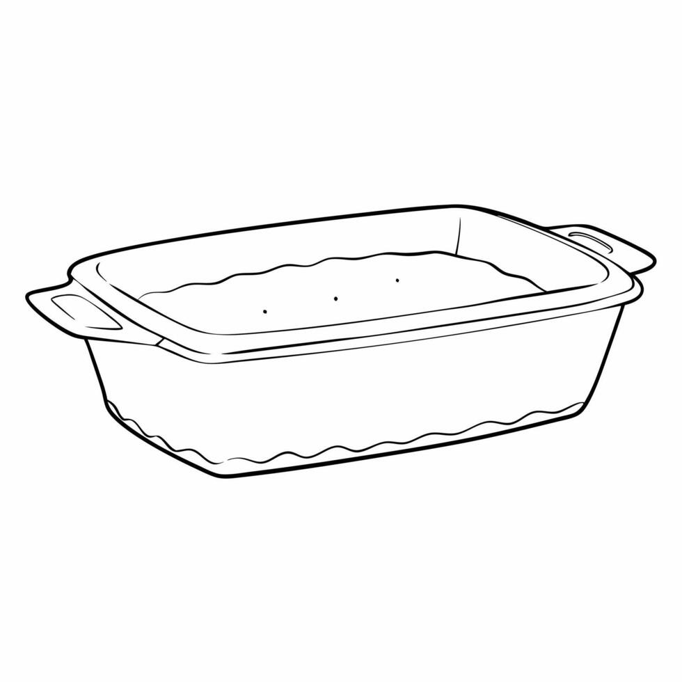 A line drawing of a rectangular casserole dish vector