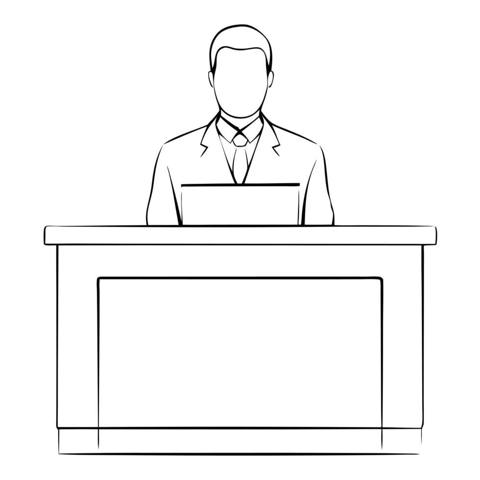 A man in a suit is sitting at a desk vector