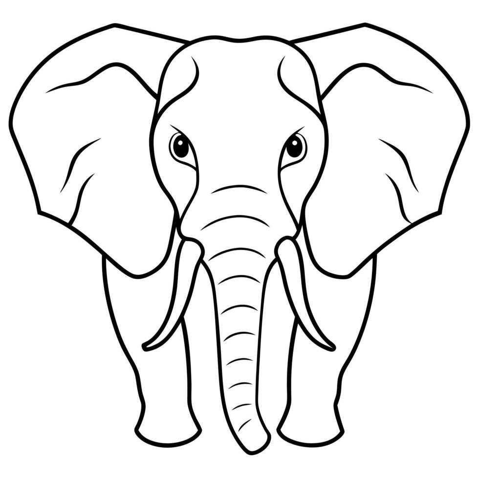 An elephant coloring page with a black and white outline vector