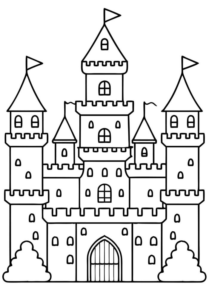 A castle coloring page with a castle vector