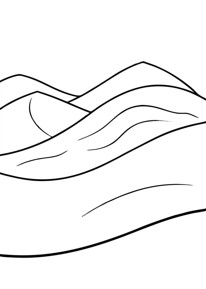 A line drawing of a mountain range vector