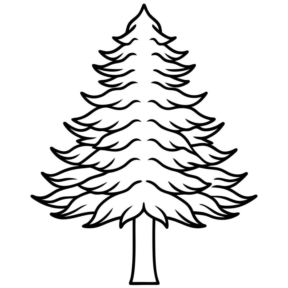 A black and white drawing of a pine tree vector