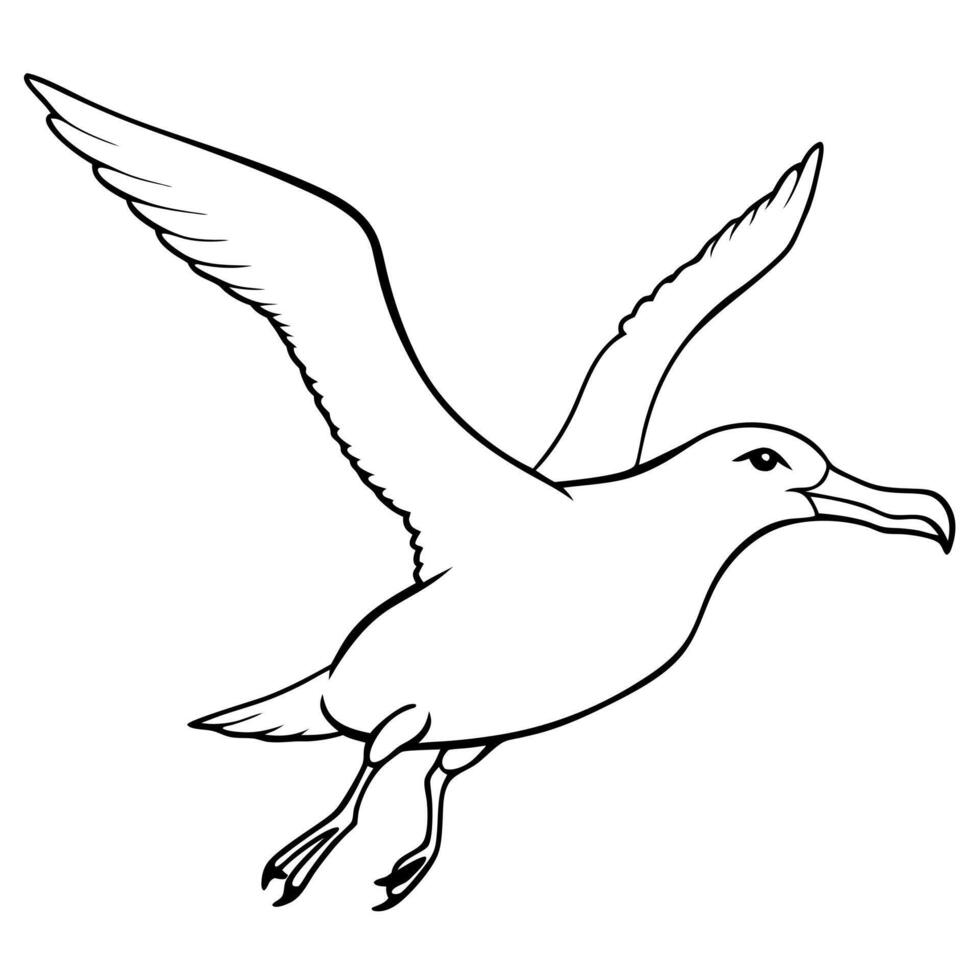A seagull flying in the air coloring page vector