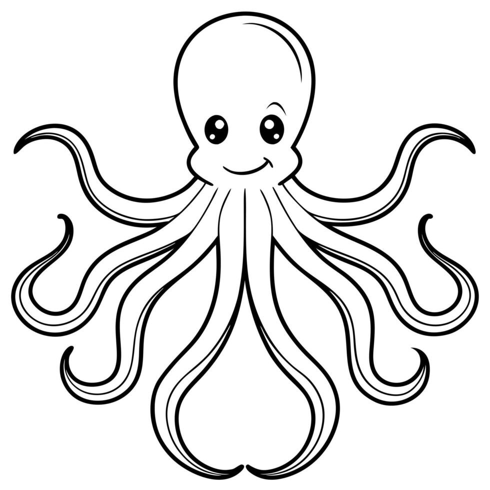 Octopus coloring pages for kids vector