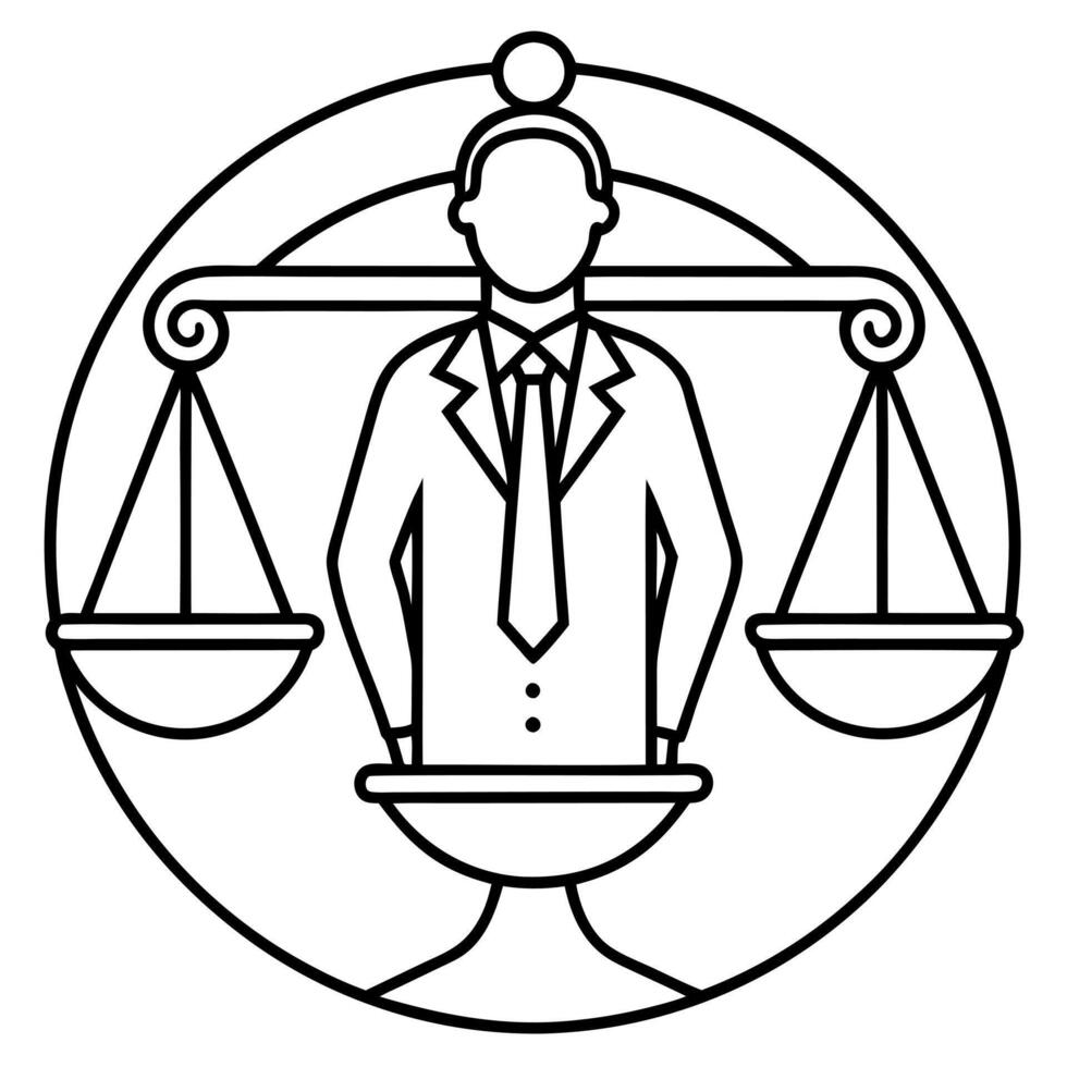 A man in a suit holding a balance scale vector