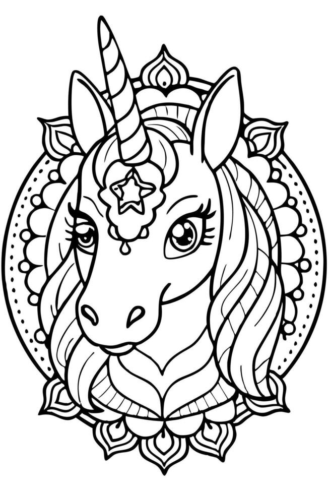 A unicorn head with a flower in the middle of it vector
