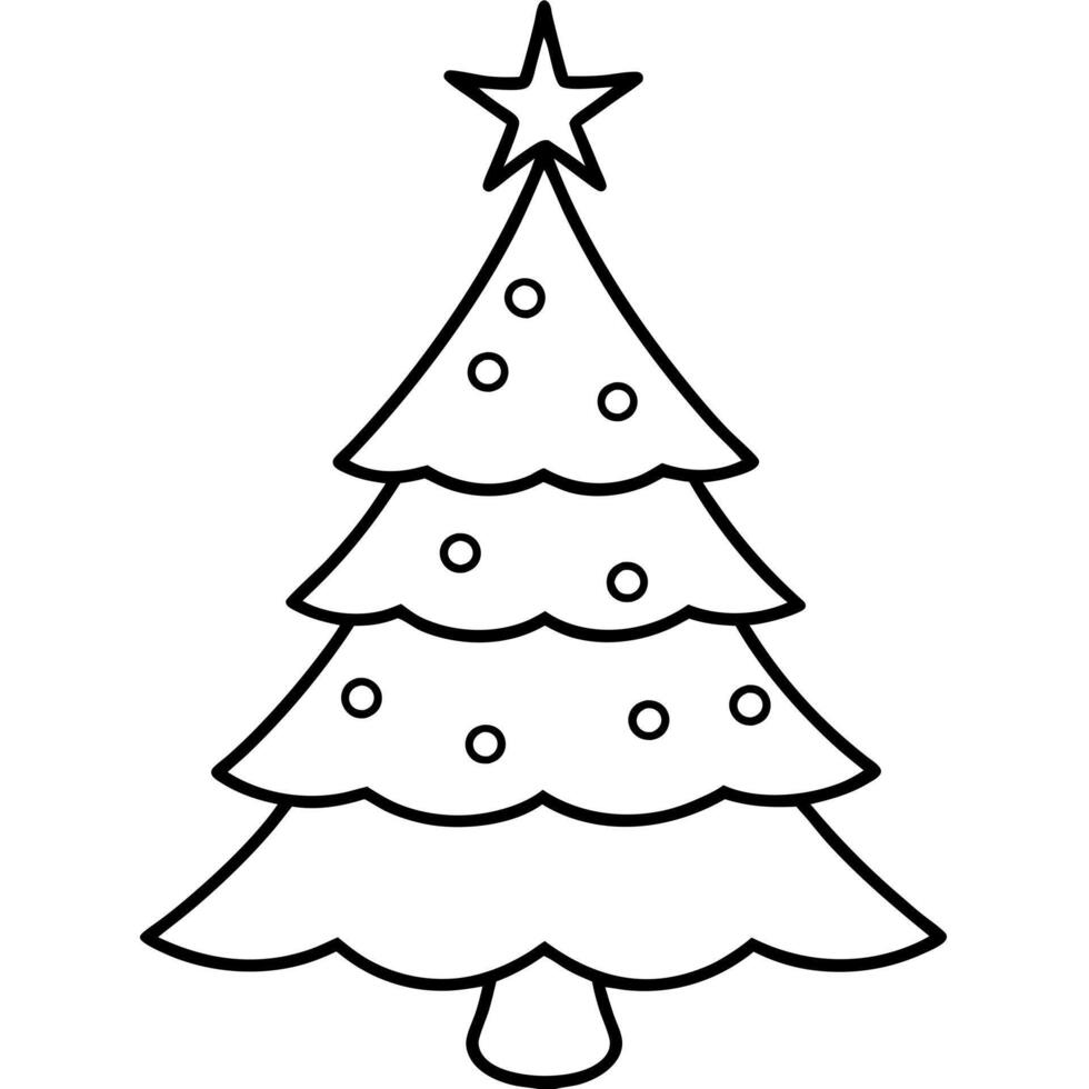 Christmas tree coloring pages vector