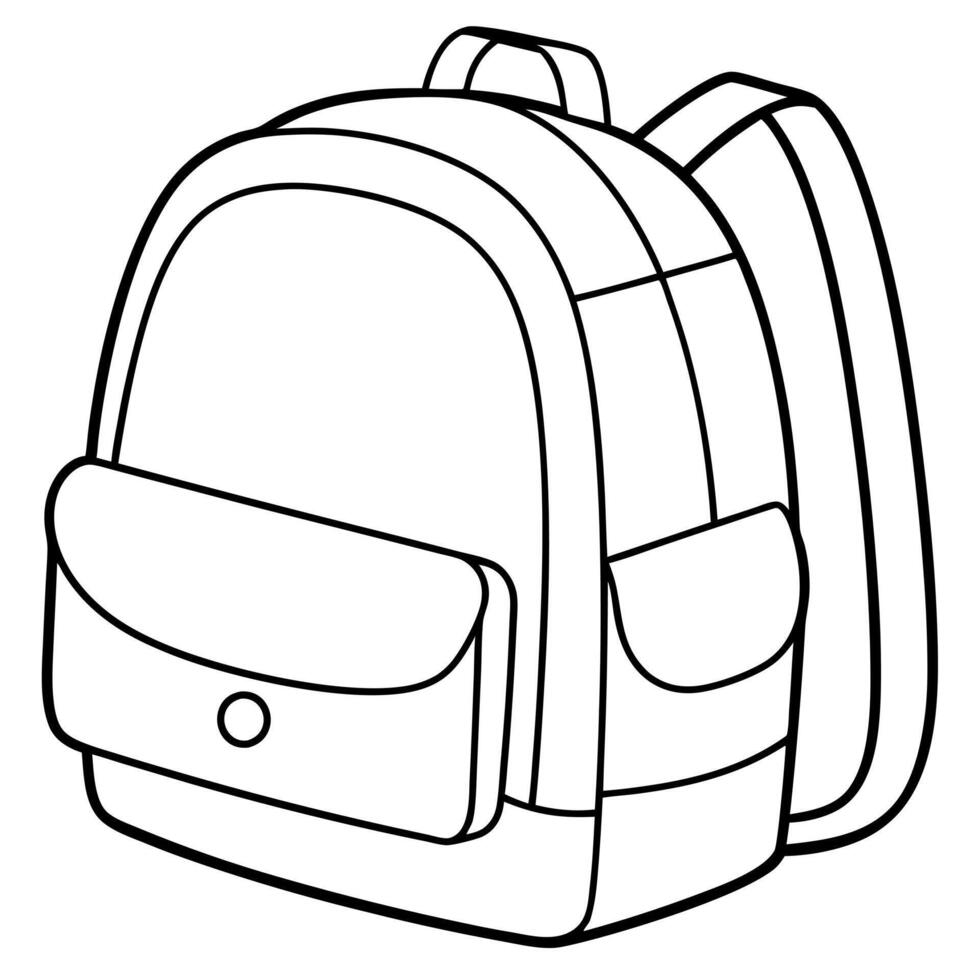 cartoon, realistic simple backpack, illustration line art vector