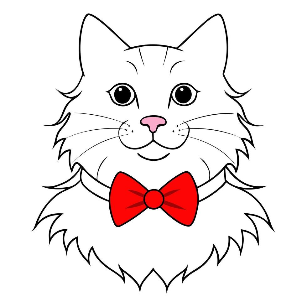 A cat with a red bow tie vector