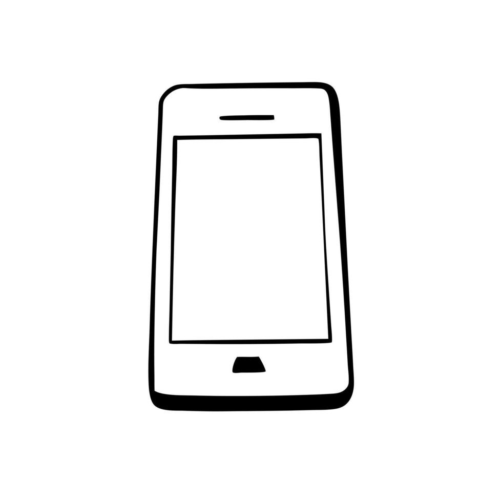A black and white drawing of a cell phone vector