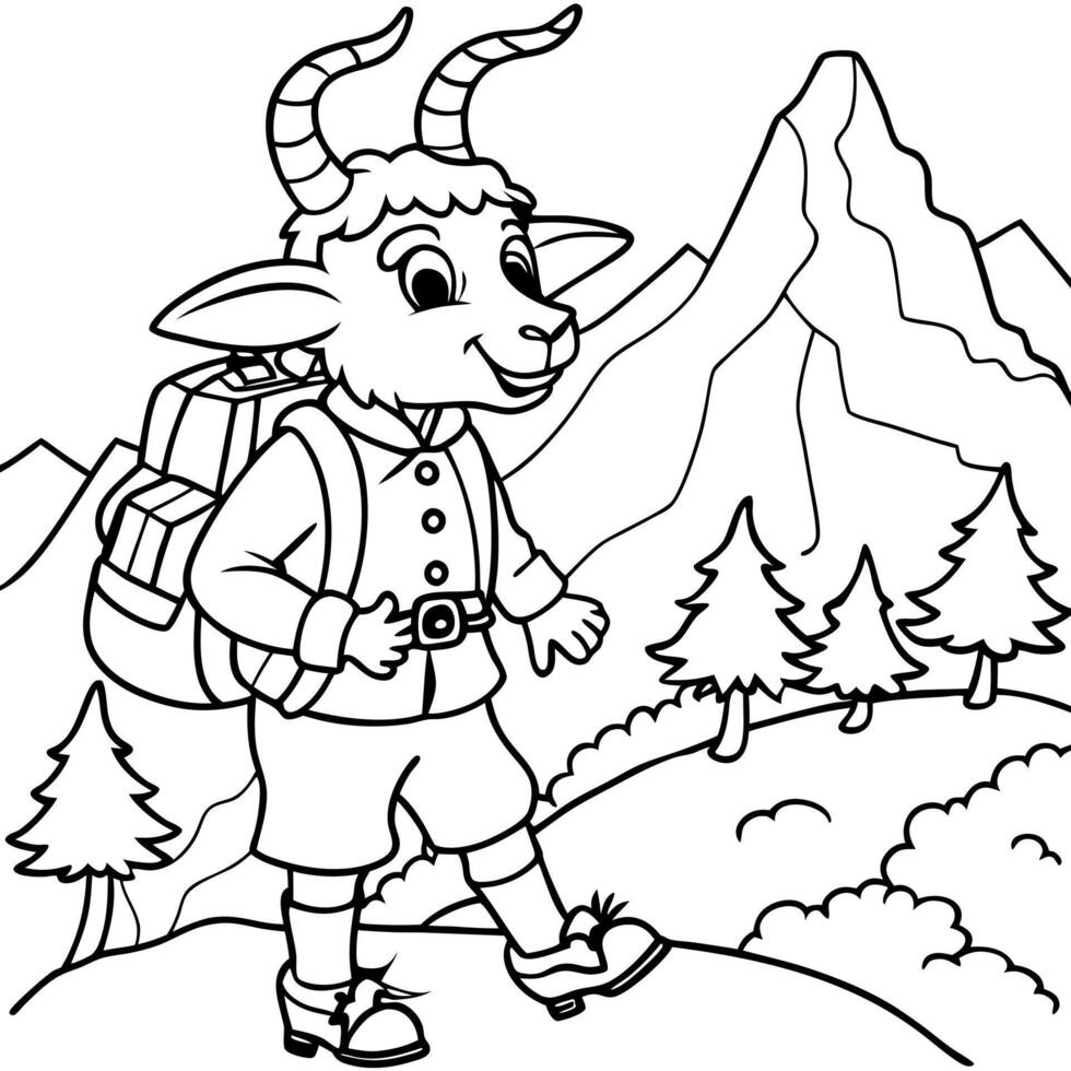A goat with a backpack and backpack coloring page 51005160 Vector Art