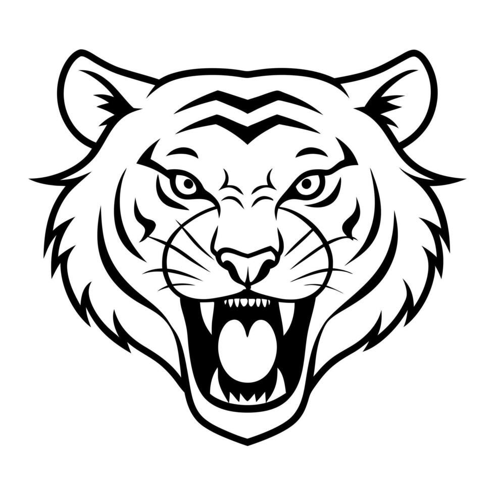 A tiger head with its mouth open vector