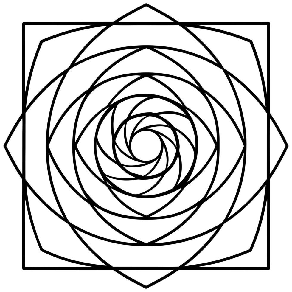 A black and white drawing of a spiral vector
