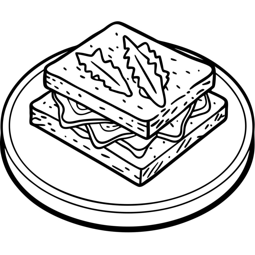 A sandwich with meat and cheese on a plate vector