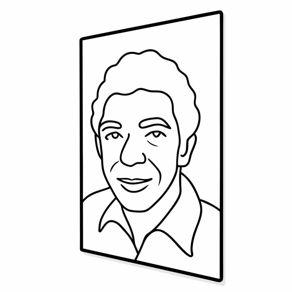 A black and white drawing of a man's face vector