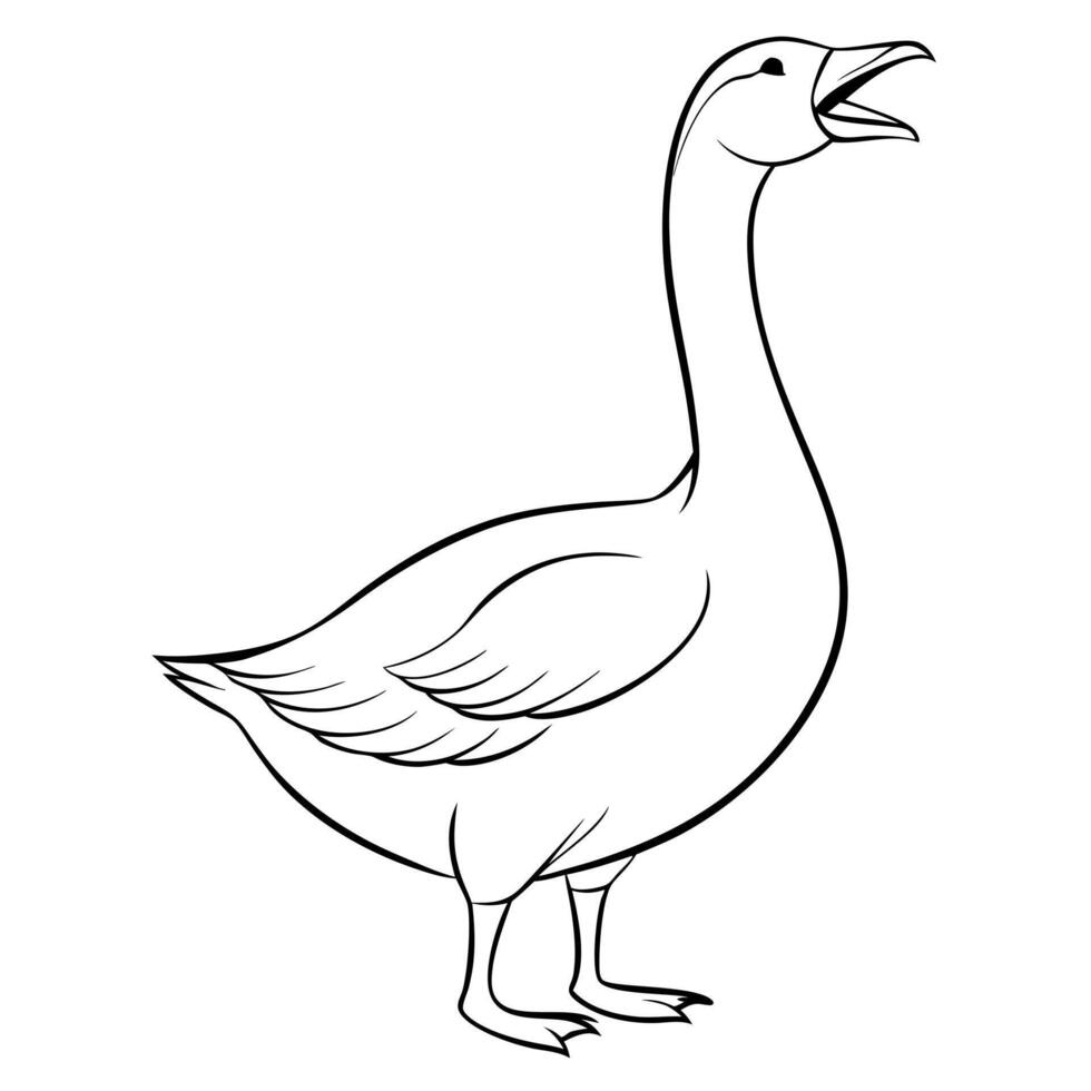 A goose is standing in a line drawing vector