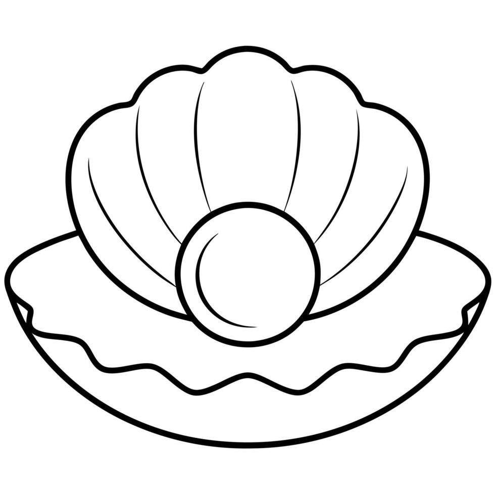 A shell with a pearl in it coloring page vector