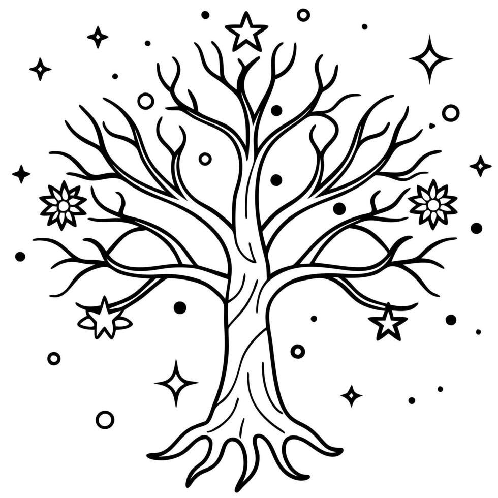 A tree with stars and snowflakes on it vector