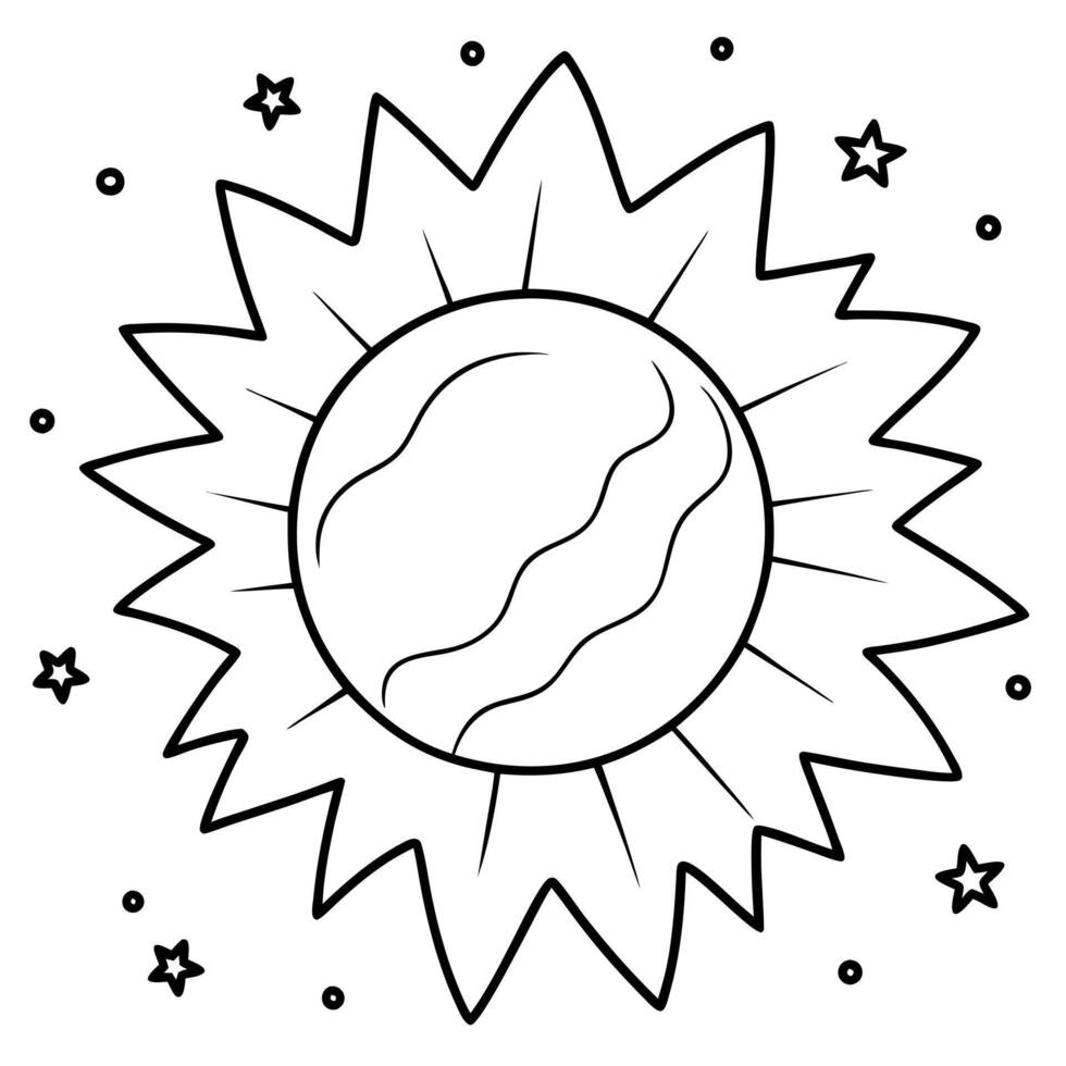 A black and white sun with stars on it vector