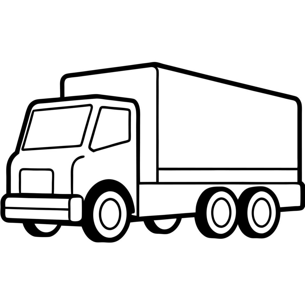 A truck coloring page with a white background vector