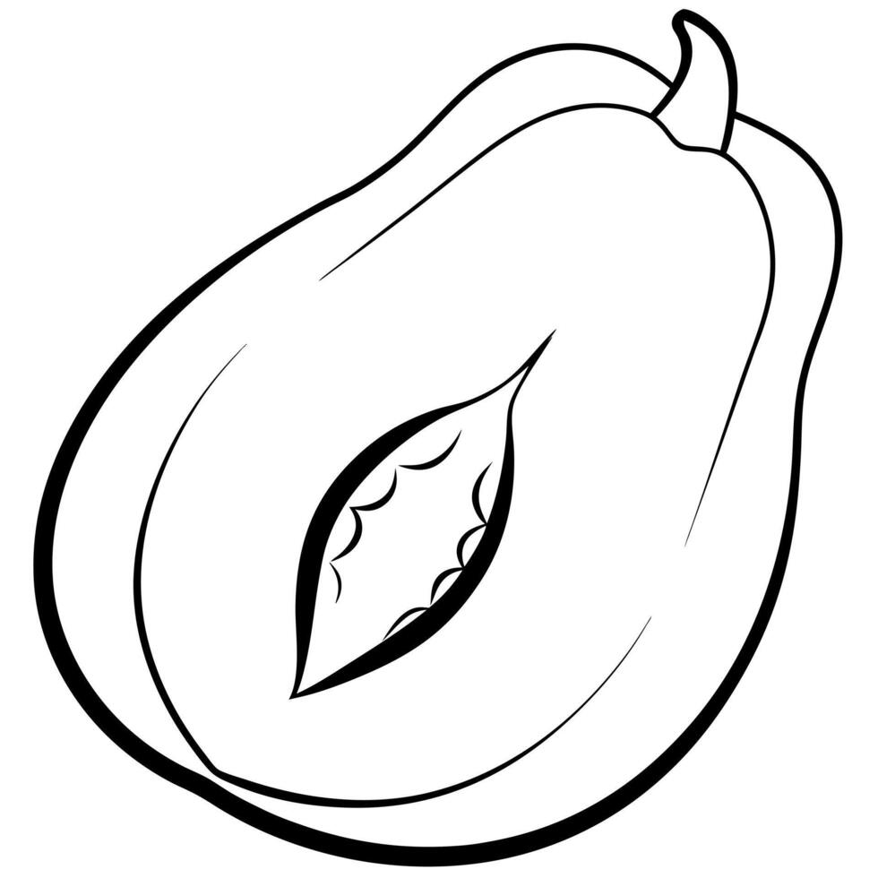 A black and white drawing of a peach vector