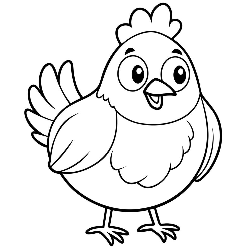 A cartoon chicken coloring page vector