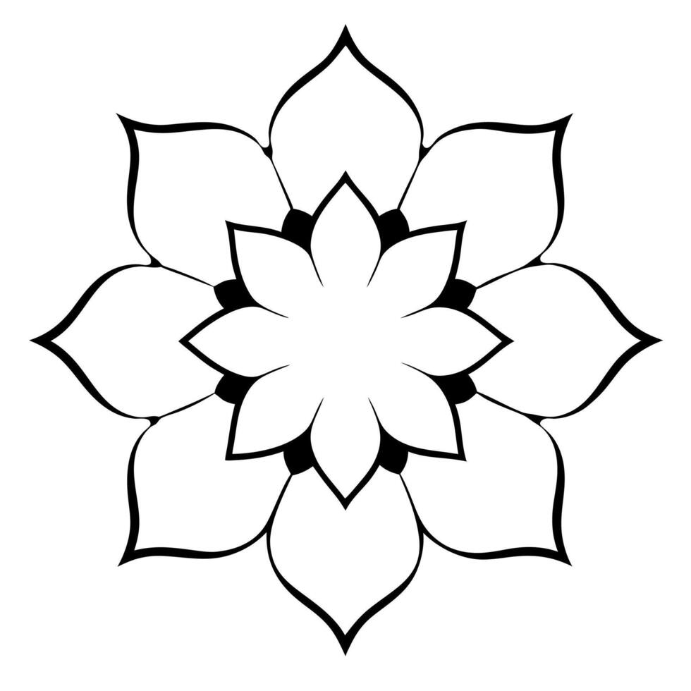 A black and white drawing of a flower vector