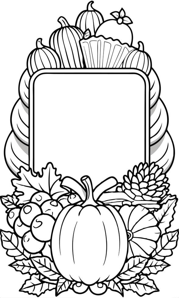 A thanksgiving frame with pumpkins and leaves vector