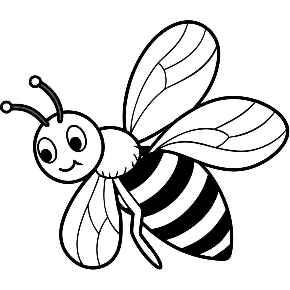 Bee coloring pages for kids vector