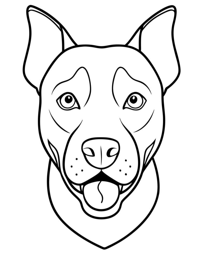american staffordshire terrier entire head front view happy, illustration line art vector