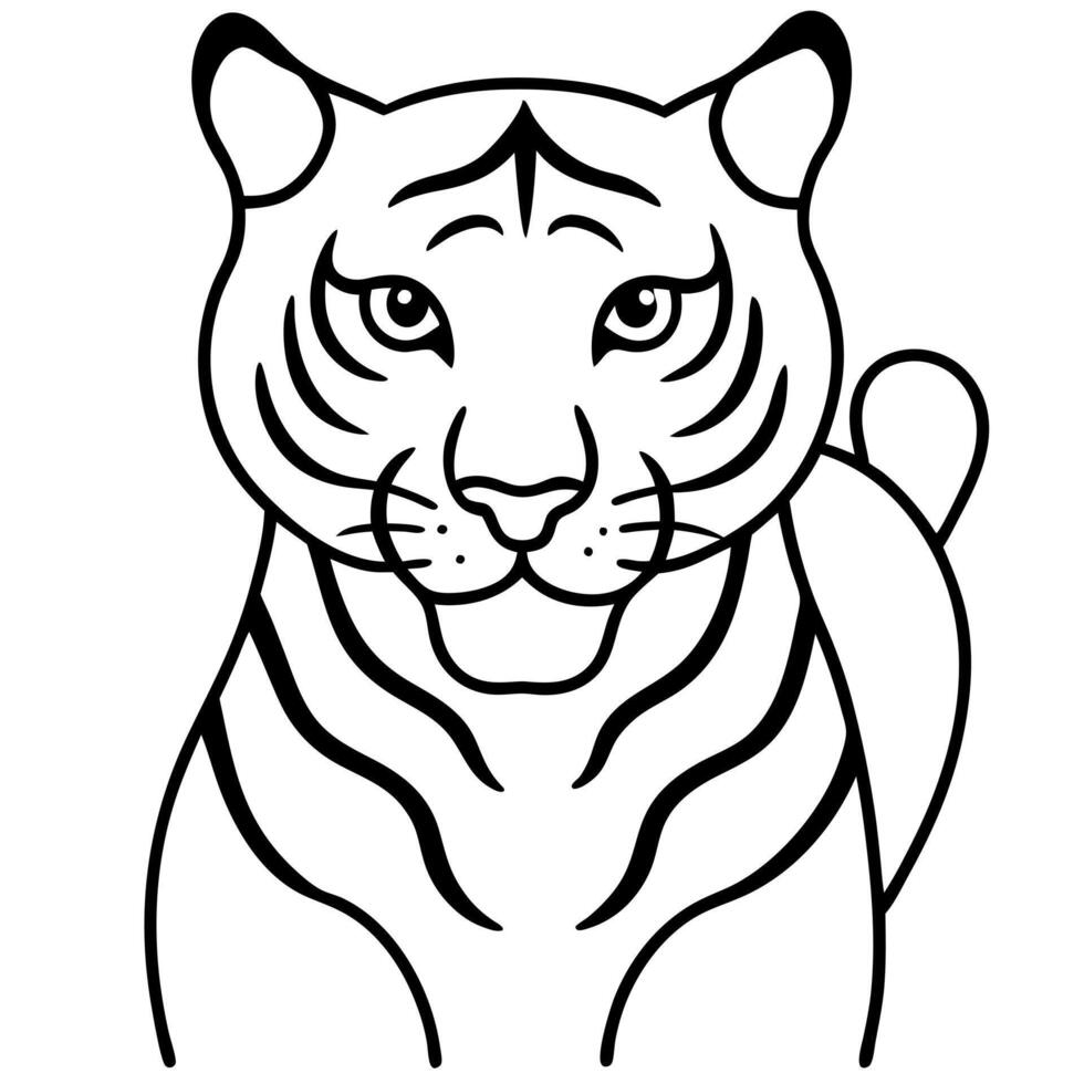 fierce tiger, illustration line art vector