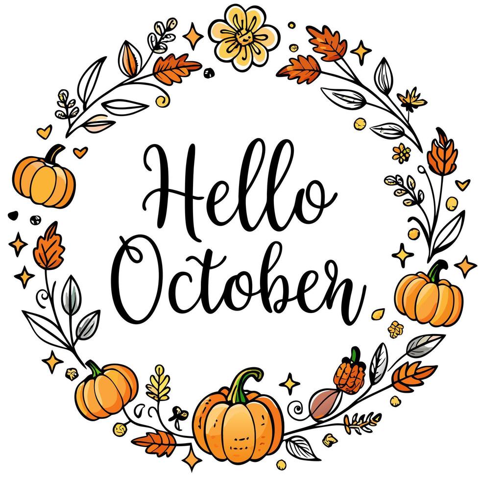 Hello october clipart vector
